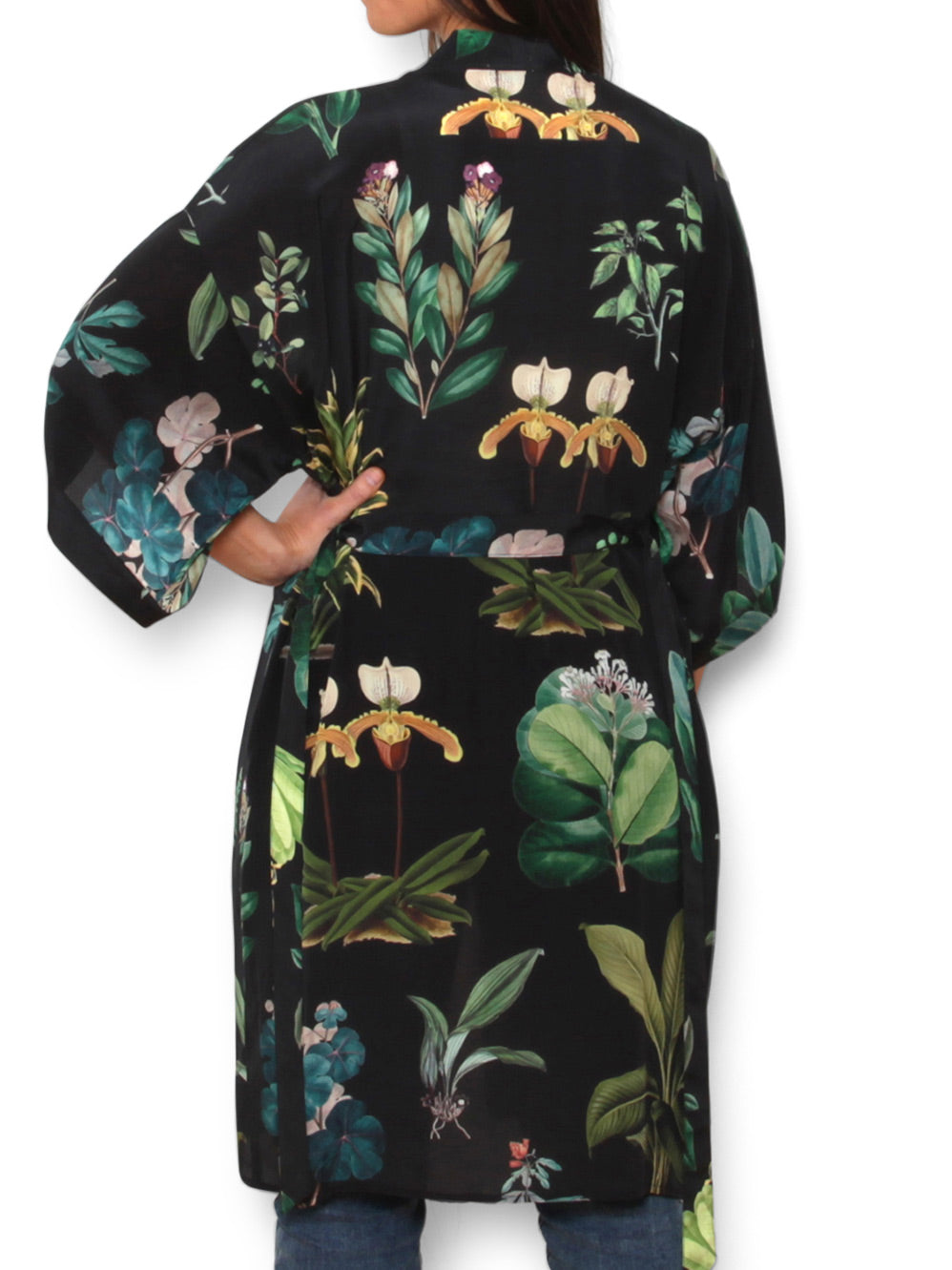 THE ARTIST LABEL ANCIENT BOTANY SILK LONG KIMONO (Print)