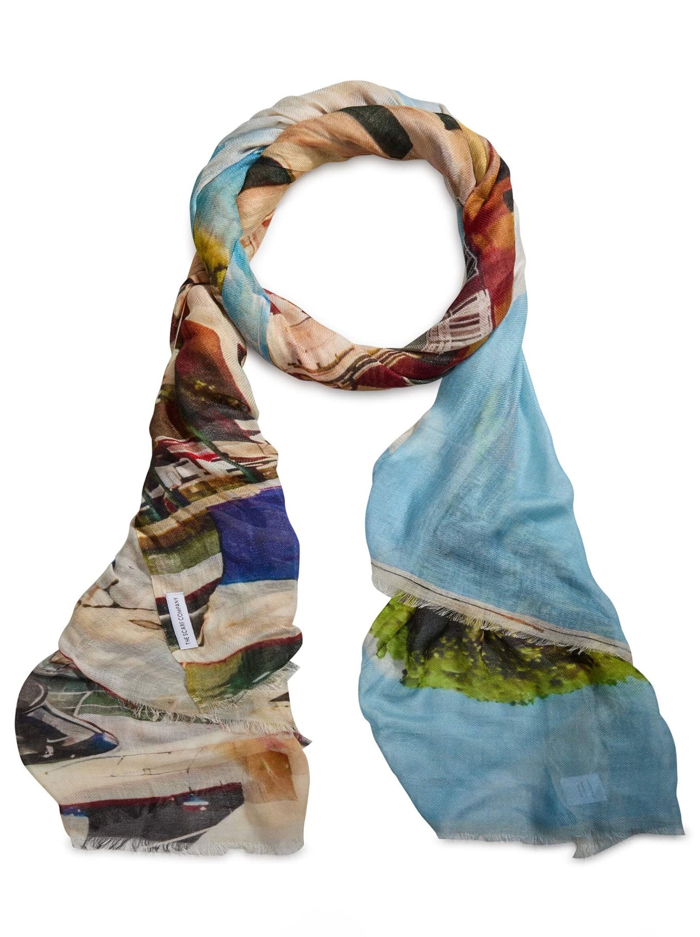 Image of Scarves & Shawls. Productname: THE SCARF COMPANY PORTOFINO HARBOUR LIGHTS LUXE SCARF in Print colour by brand - The Scarf Co