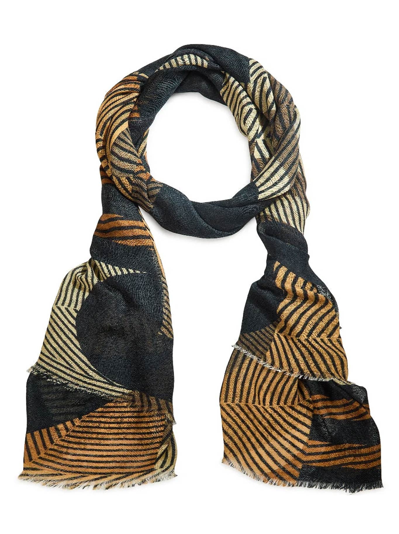 Image of Scarves & Shawls. Product name - The Scarf Company Frances Wool Scarf in Geometric colour by brand - The Scarf Co