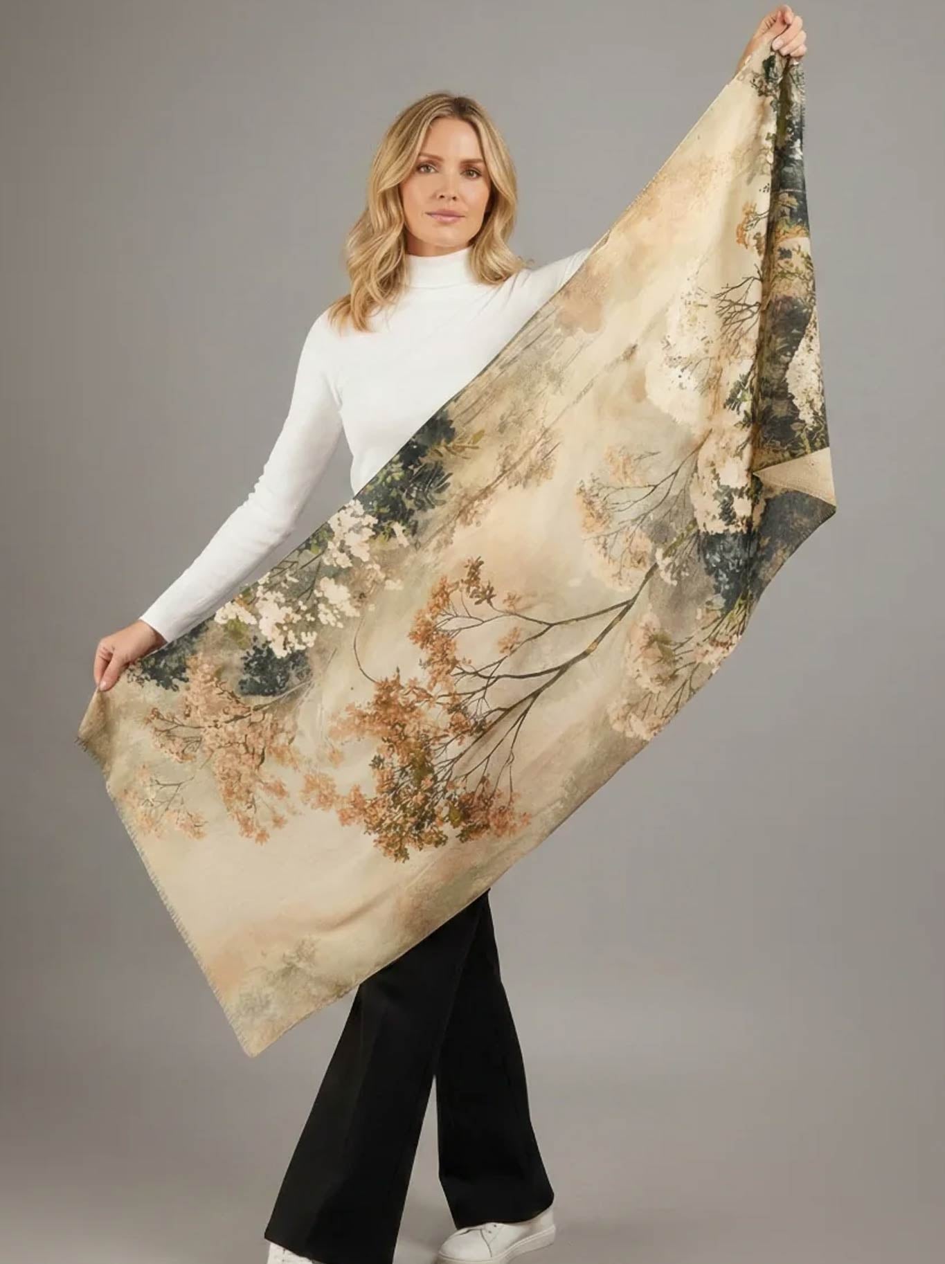 THE SCARF COMPANY MELINA WOOL SCARF (Floral)