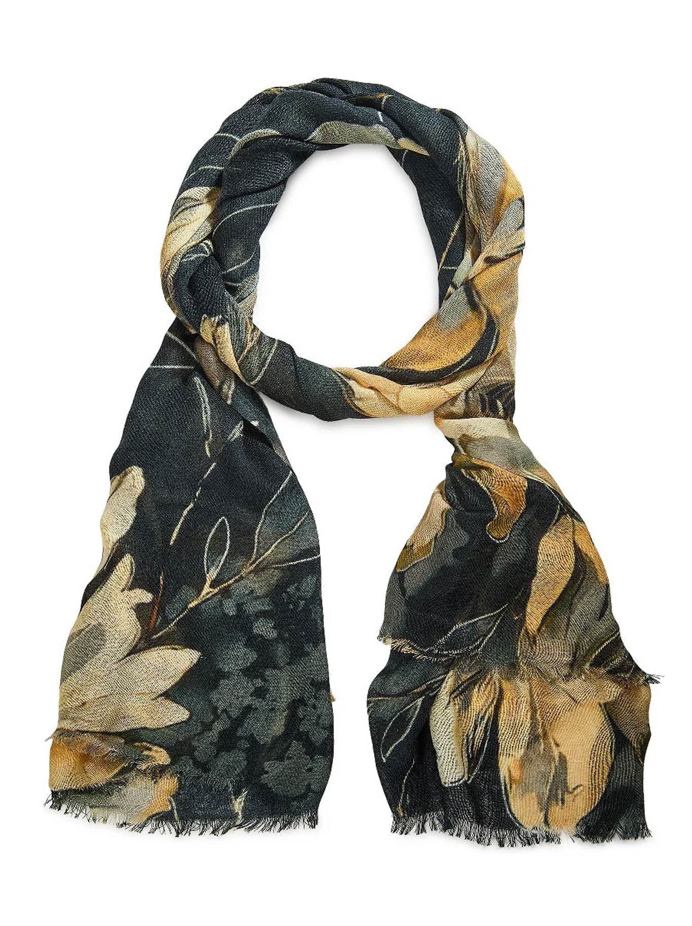 Image of Scarves & Shawls. Product name - The Scarf Company Shelby Wool Scarf in Floral colour by brand - The Scarf Co