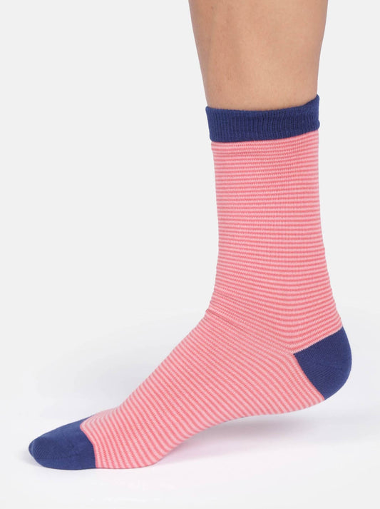 Image of Socks. Productname: Thought Modal Stripe Crew Socks in Blossom colour by brand - Thought