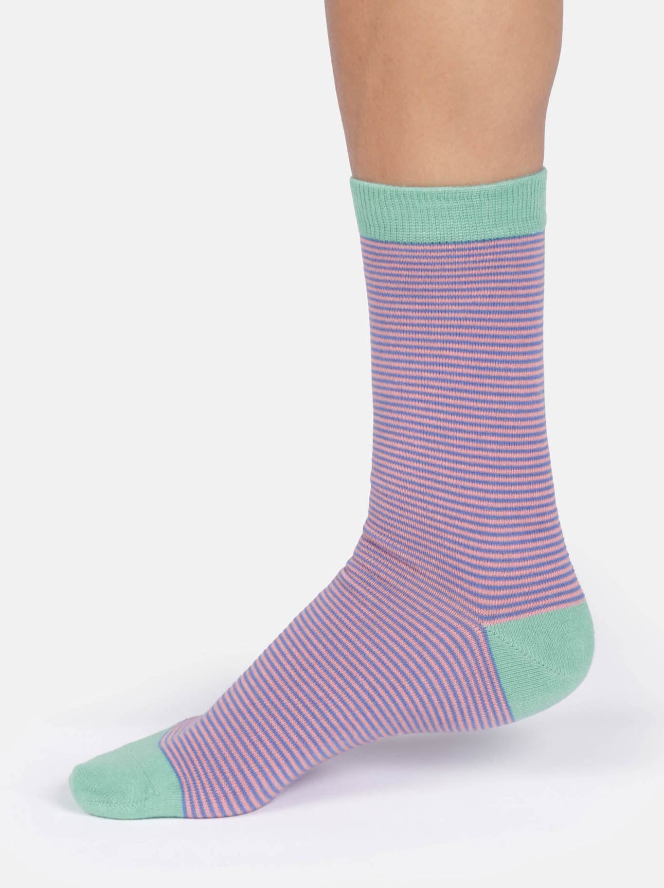 Thought Modal Stripe Crew Socks (Blossom)