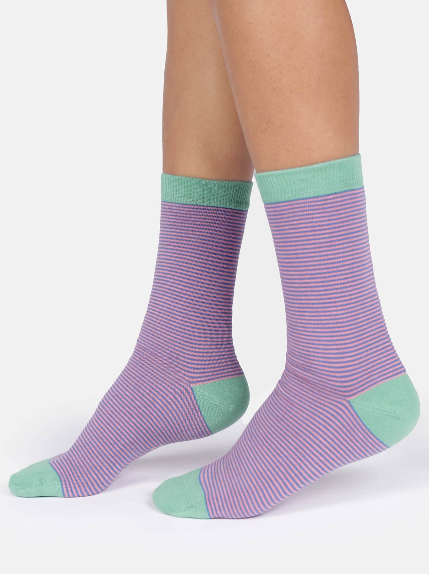 Thought Modal Stripe Crew Socks (Blossom)