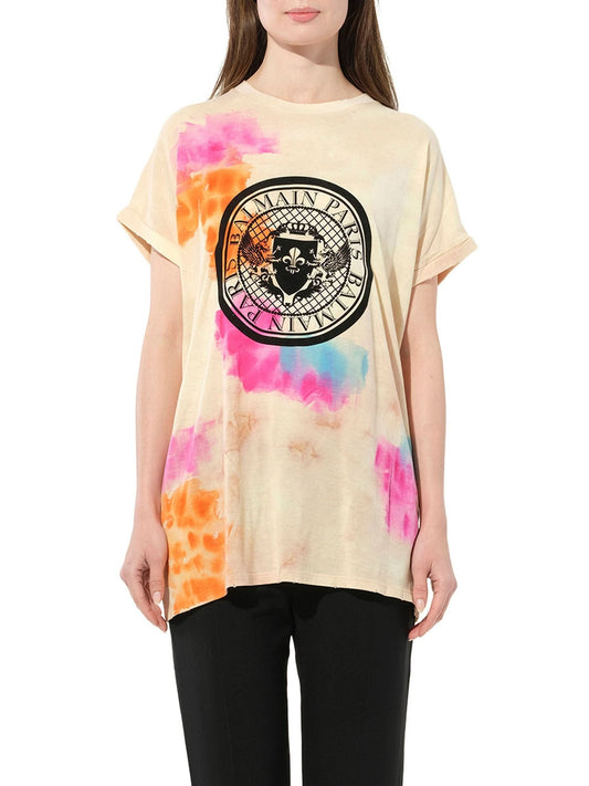 Image of Accessories. Productname: BALMAIN Tie-Dye Crest T-Shirt in Multicolor colour by brand - BALMAIN