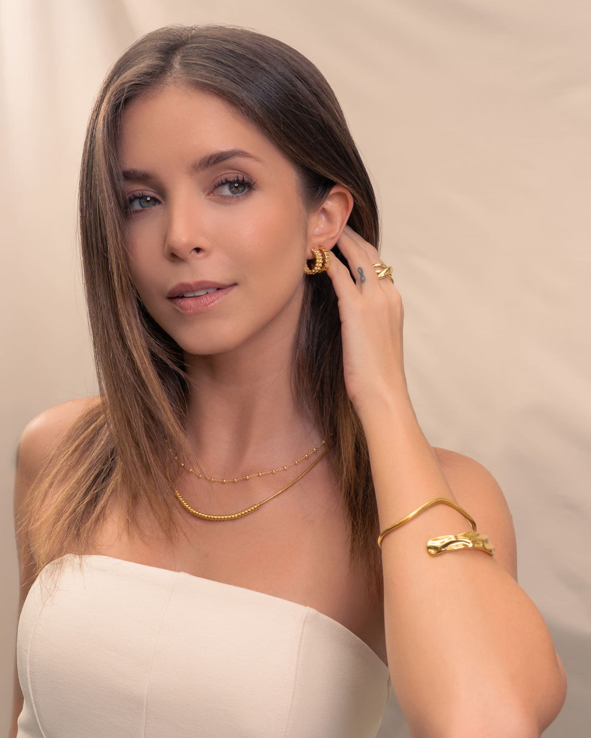 LAVANA Tiny Pebbles Silver Hoop Earrings