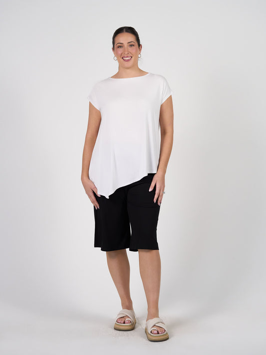 Lou Lou Toni Asymmetrical Bamboo T-Shirt (White)