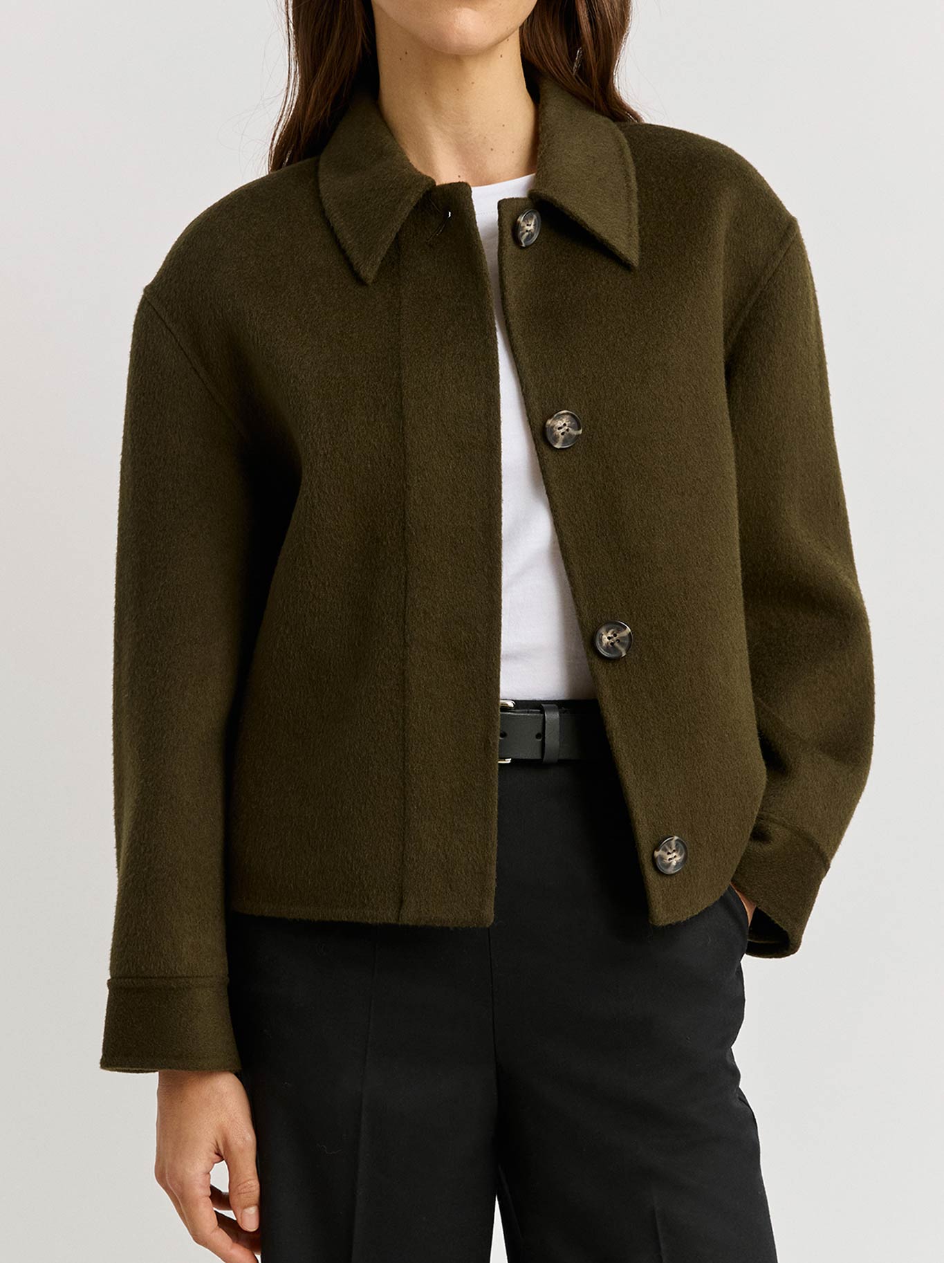Image of Coats & Jackets. Product name - Toorallie Button Front Wool Jacket in Kale colour by brand - Toorallie