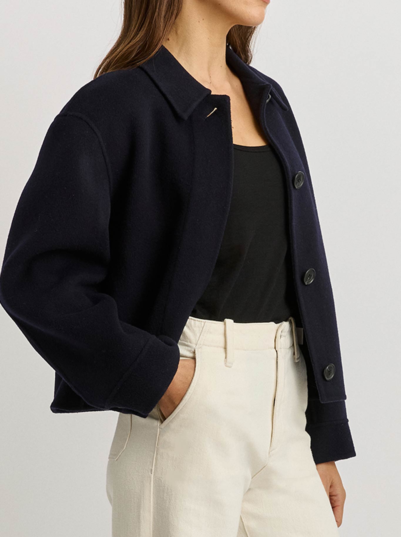 Toorallie Button Front Wool Jacket (Navy)