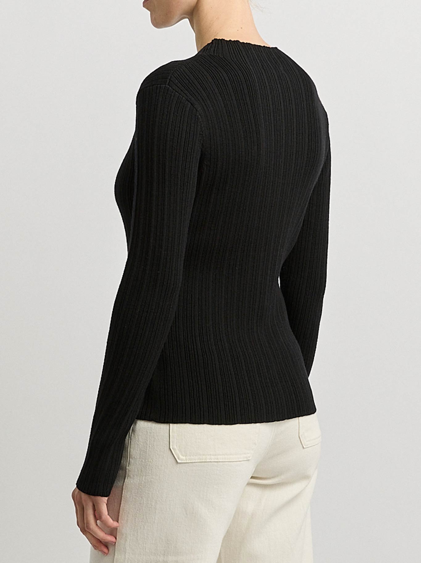 TOORALLIE VARIEGATED RIB CARDI (Black)