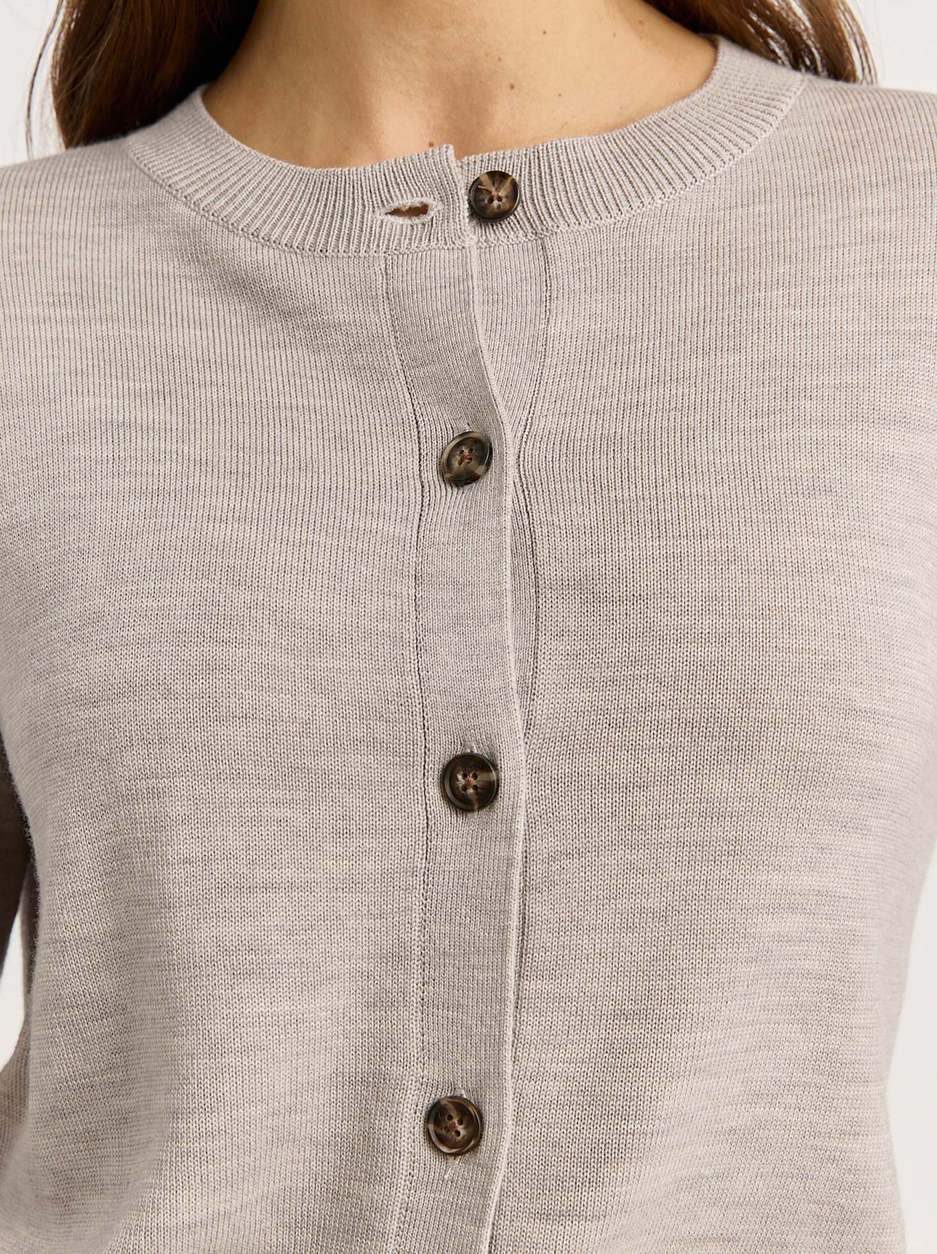 TOORALLIE FINE KNIT CARDI (Light Oat)
