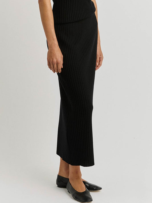 TOORALLIE RIB KNIT SKIRT (Black)