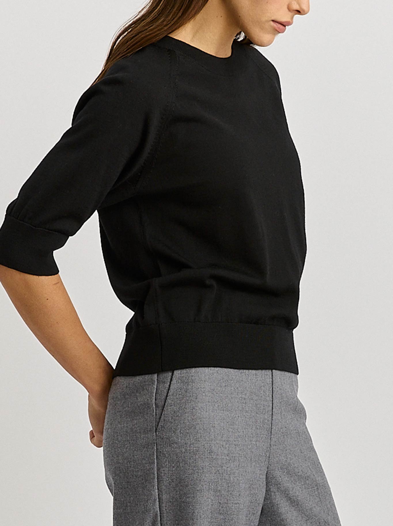 Toorallie Extra Fine Raglan Sleeve Top (Black)
