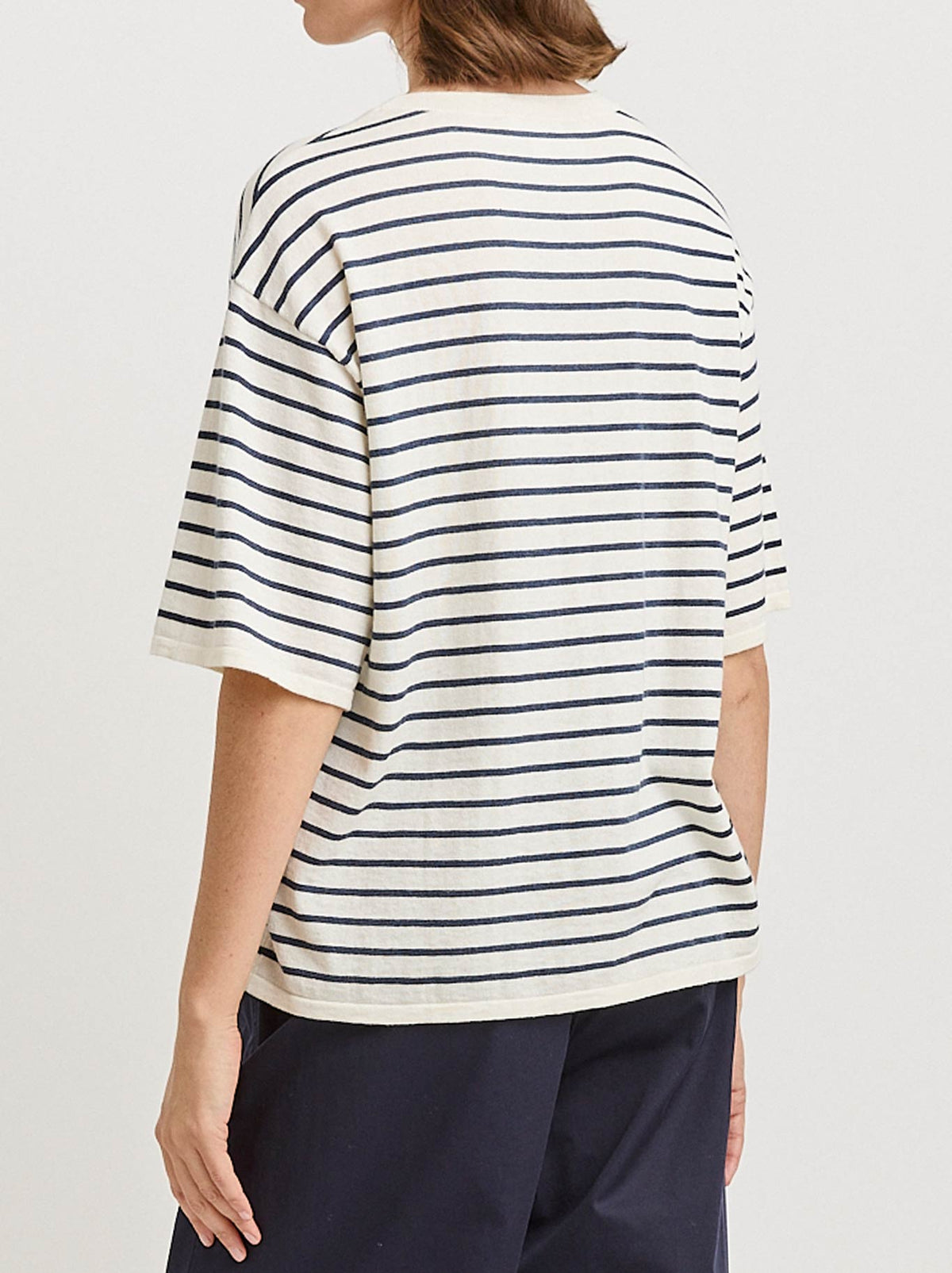 Toorallie Relaxed Stripe Knit Tee (White)