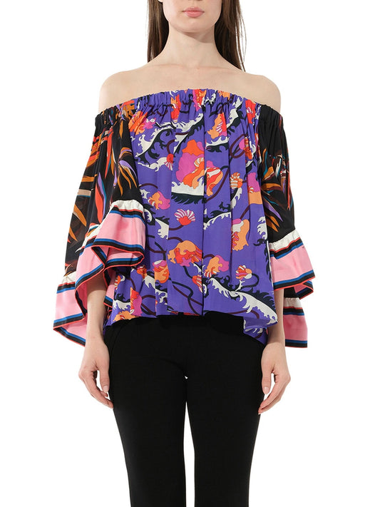 Image of a model wearing Tops. Productname: PUCCI Print Top in Multicolor colour by brand - PUCCI