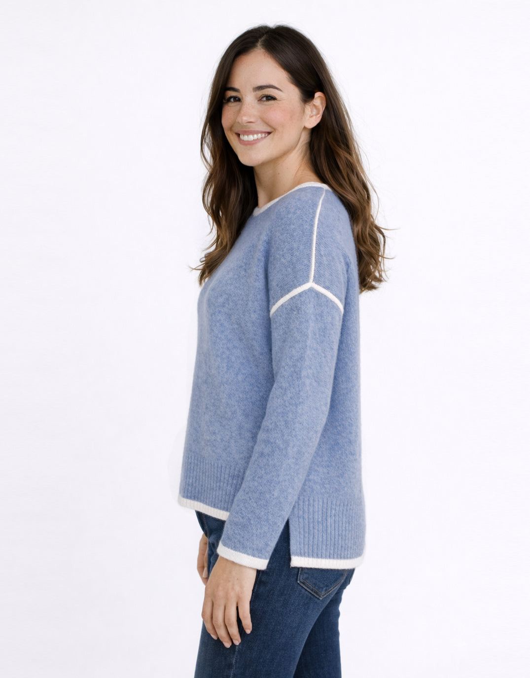 132 Fashion Tori Trim Knit (Blue)