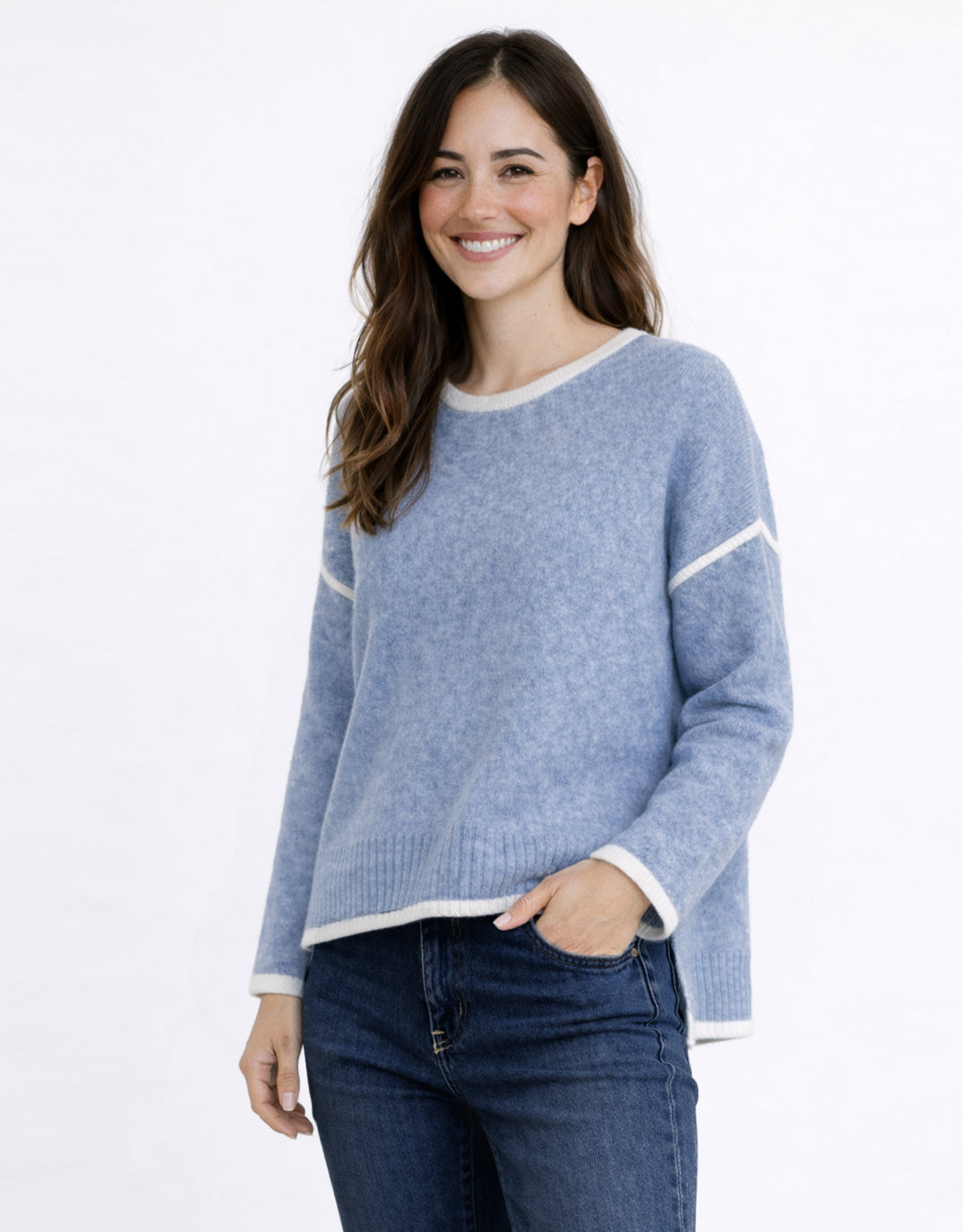 132 Fashion Tori Trim Knit (Blue)