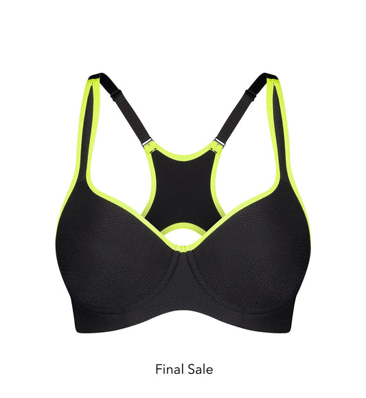 Triumph Triaction Racerback Sports Bra (Black/Green)