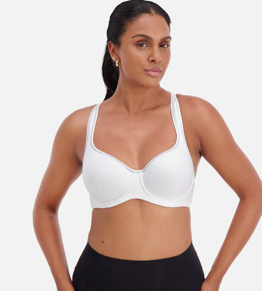 Image of Bras. Productname: Triumph Triaction Racerback Sports Bra in White colour by brand - Triumph