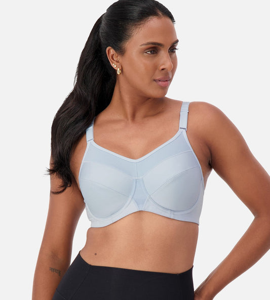 Image of Bras. Productname: Triumph Triaction Ultra Sports Bra in Powder Blue colour by brand - Triumph