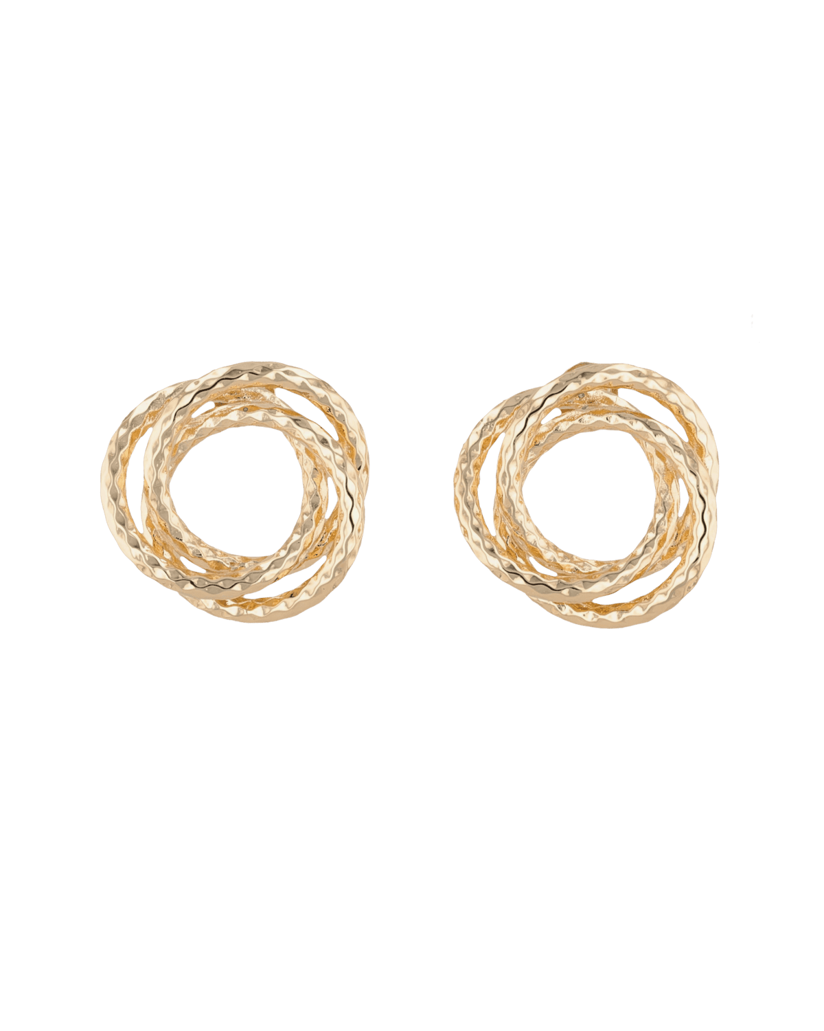Image of Earrings. Product name - Trinity Gold Stud Earrings in colour by brand - LAVANA
