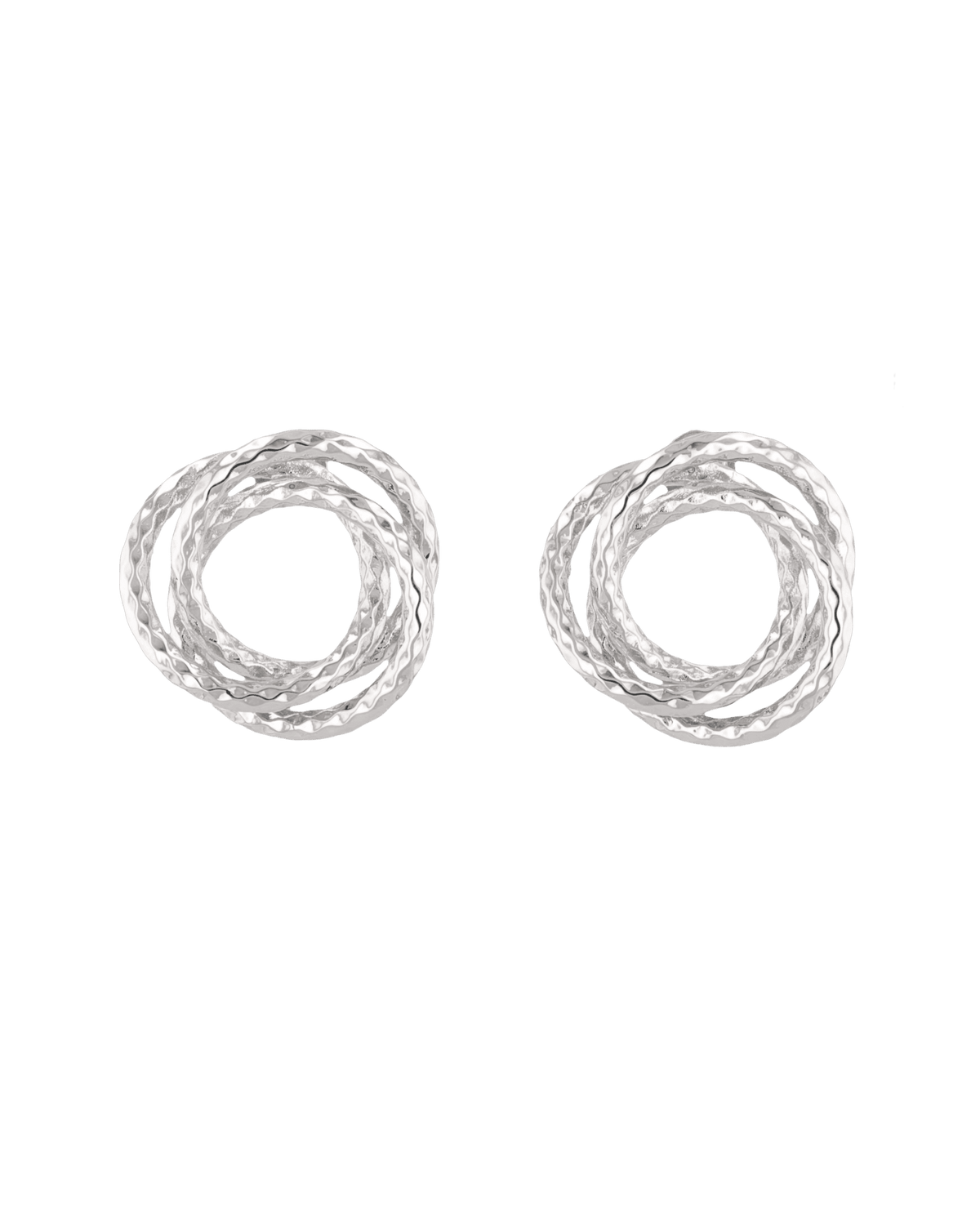 Image of Earrings. Product name - Trinity Silver Stud Earrings in colour by brand - LAVANA
