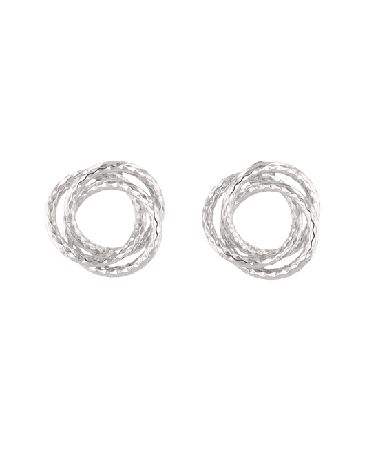 Image of Earrings. Product name - Trinity Silver Stud Earrings in colour by brand - LAVANA