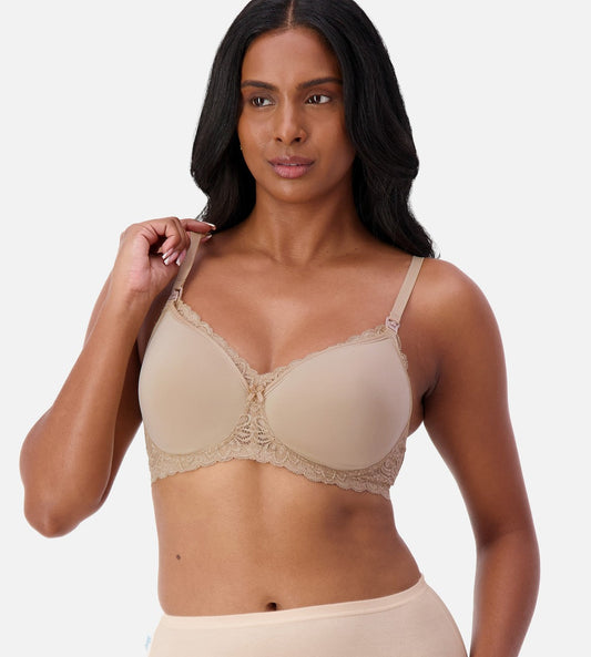 Image of Bras. Productname: Triumph Gorgeous Mama Lace Wirefree Bra in Beige colour by brand - Triumph