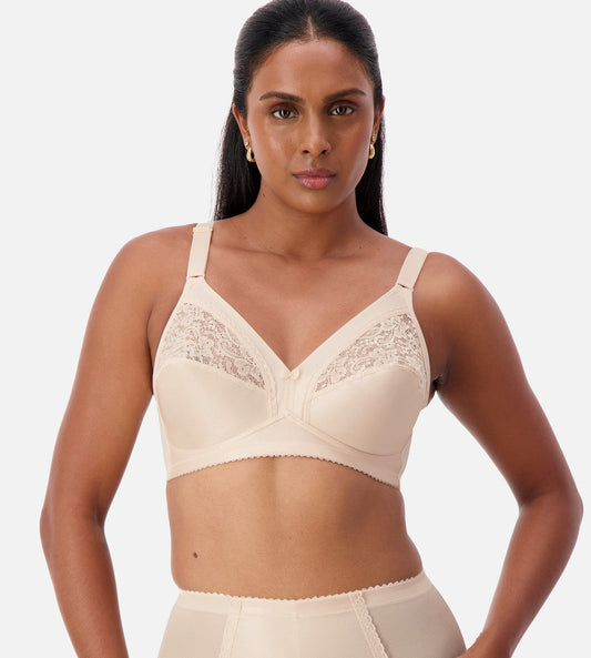 Image of Bras. Productname: Triumph Kiss Of Cotton Wirefree Bra in Fresh Powder colour by brand - Triumph