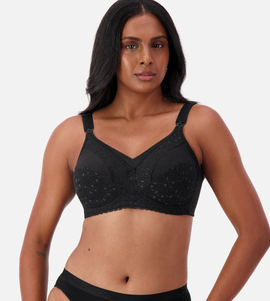 Image of Bras. Productname: Triumph Lace Maternity Wirefree Bra in Black colour by brand - Triumph