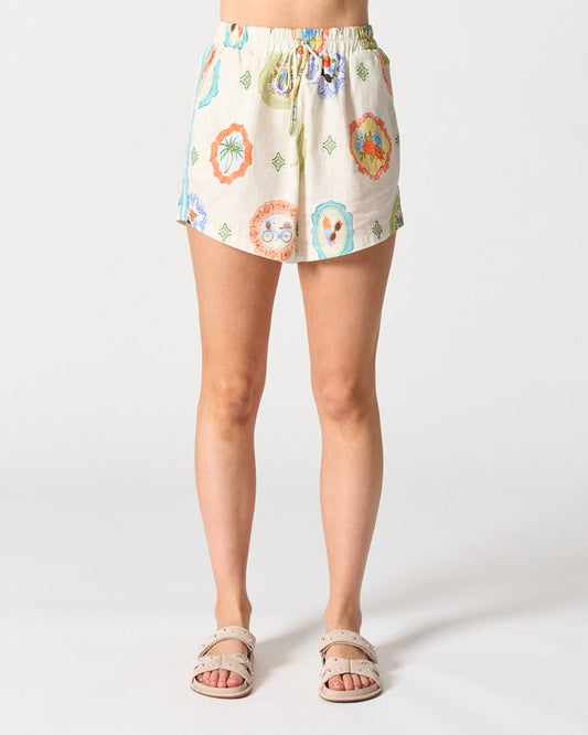 Image of a model wearing Shorts. Productname: Walnut Melbourne Tropez Short in Havana colour by brand - Walnut Melbourne