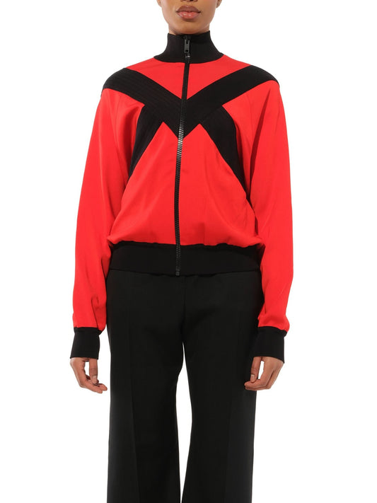 Image of a model wearing Outerwear. Productname: GIVENCHY Turtle Neck Multi Sweater in Red colour by brand - GIVENCHY