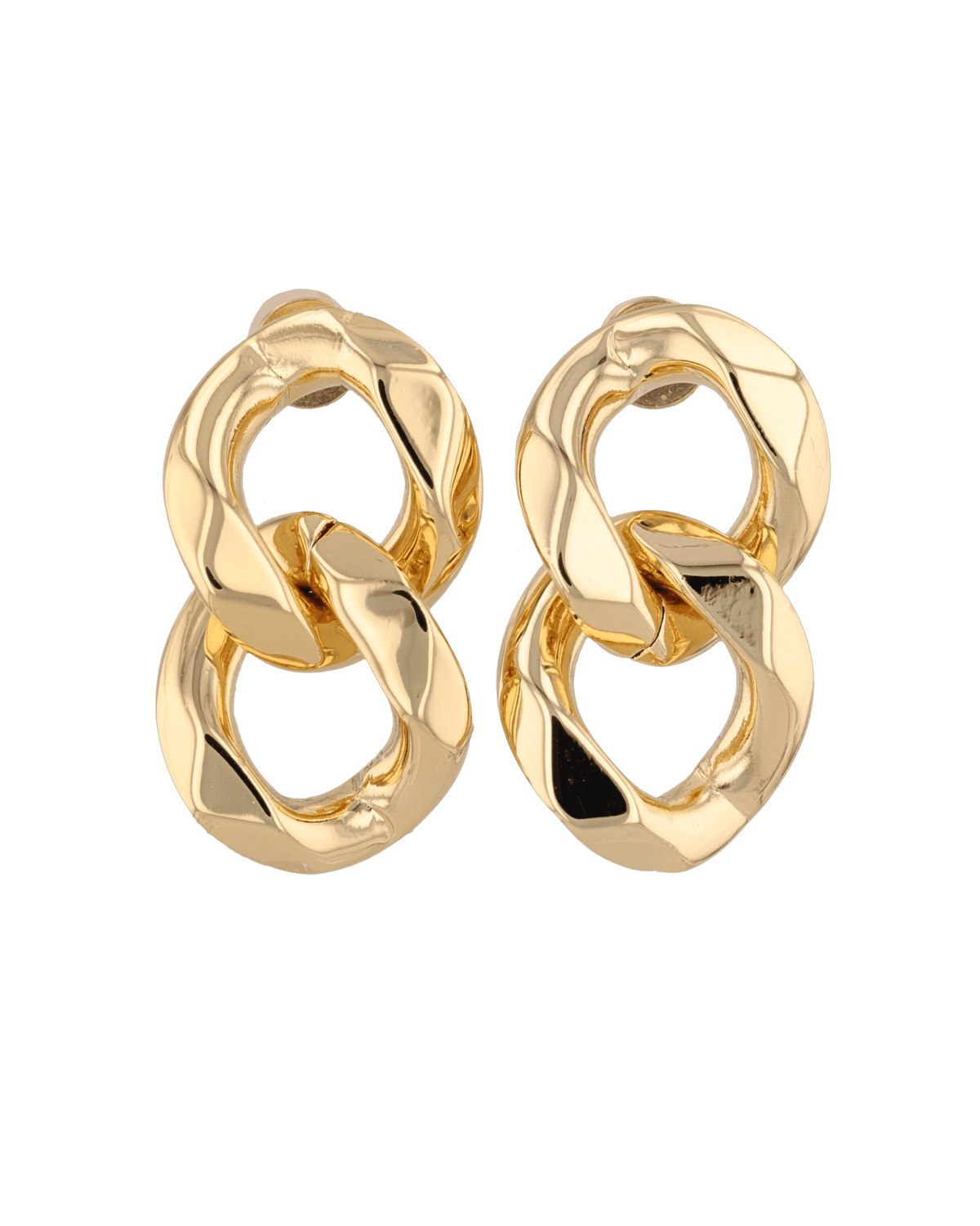 Image of Earrings. Product name - Twin Link Gold Drop Earrings in colour by brand - LAVANA