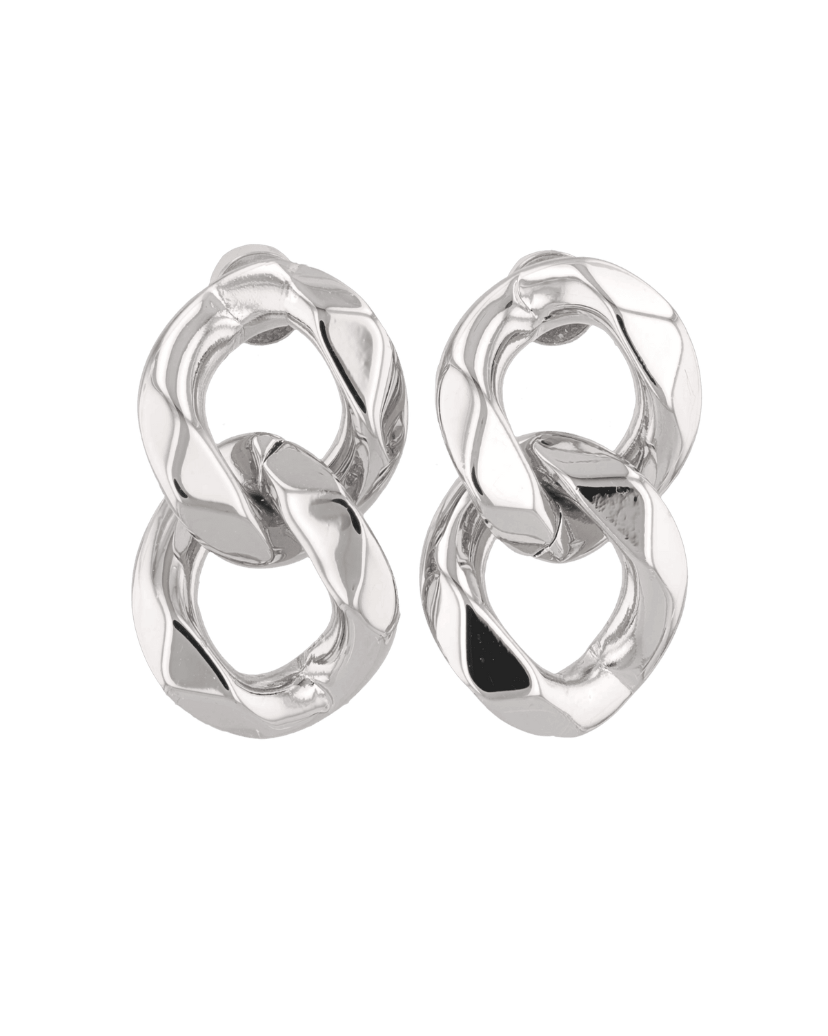 Image of Earrings. Product name - Twin Link Silver Drop Earrings in colour by brand - LAVANA