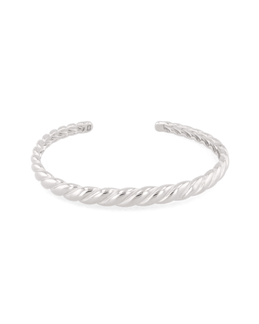 Image of Bracelets. Product name - Twist Dome Silver Cuff Bracelet in colour by brand - LAVANA