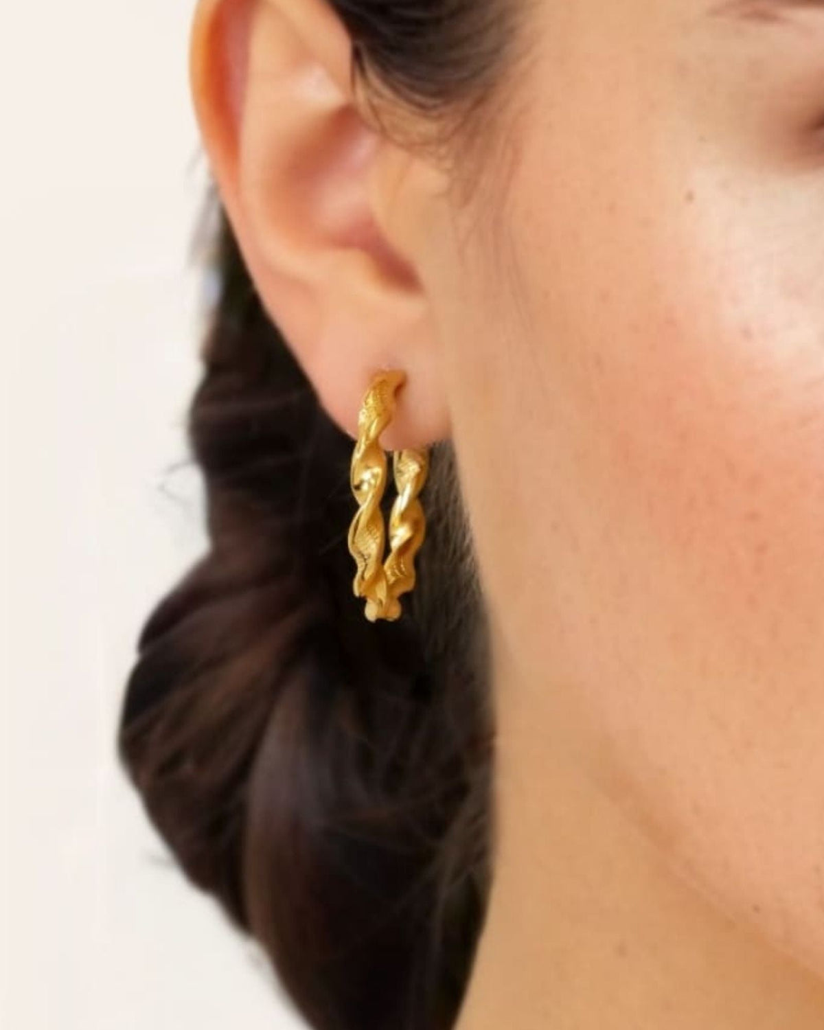 LAVANA Twist Textured Gold Hoop Earrings