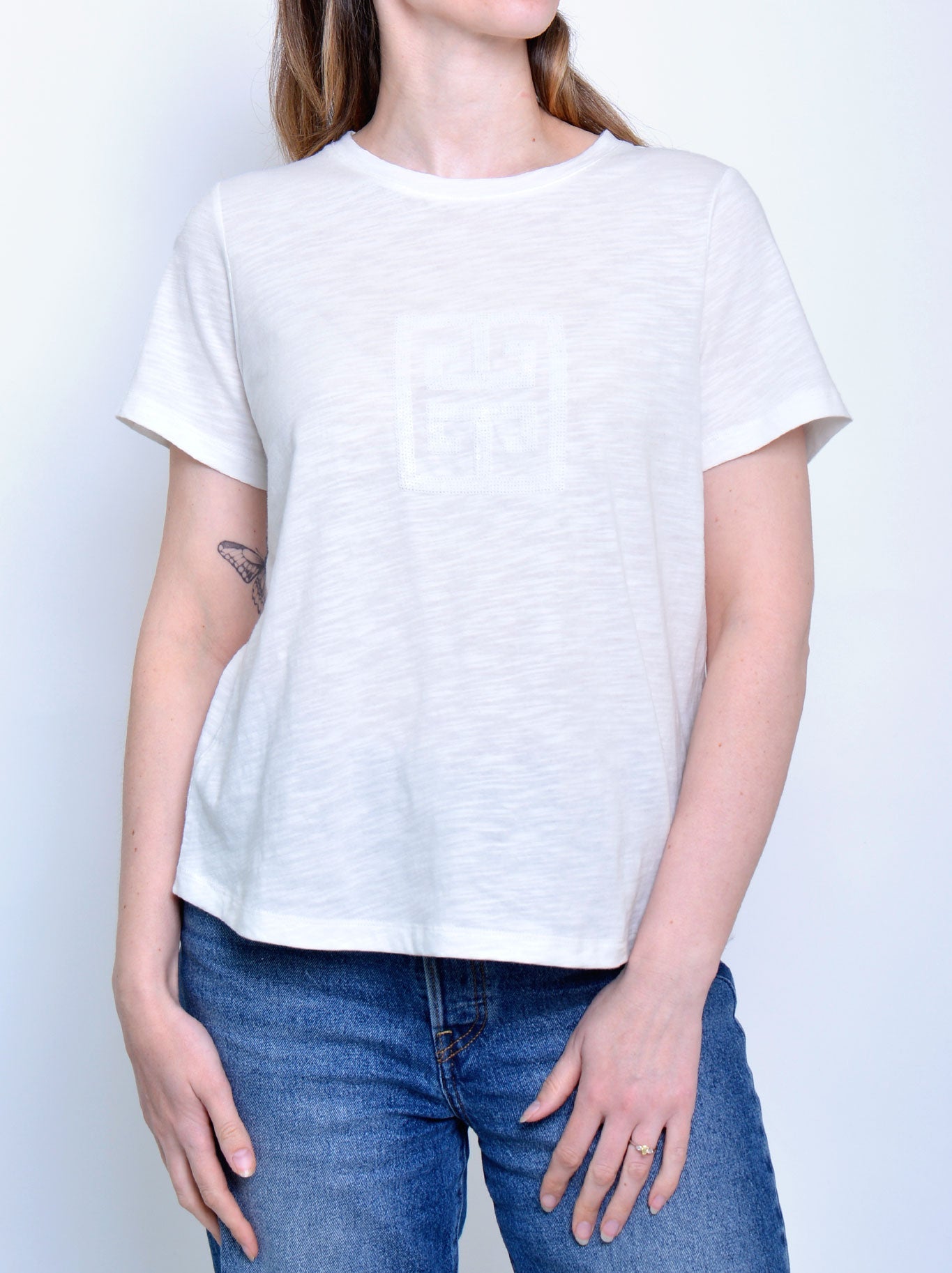TWO-T'S SEQUIN SQUARE TEE (White)