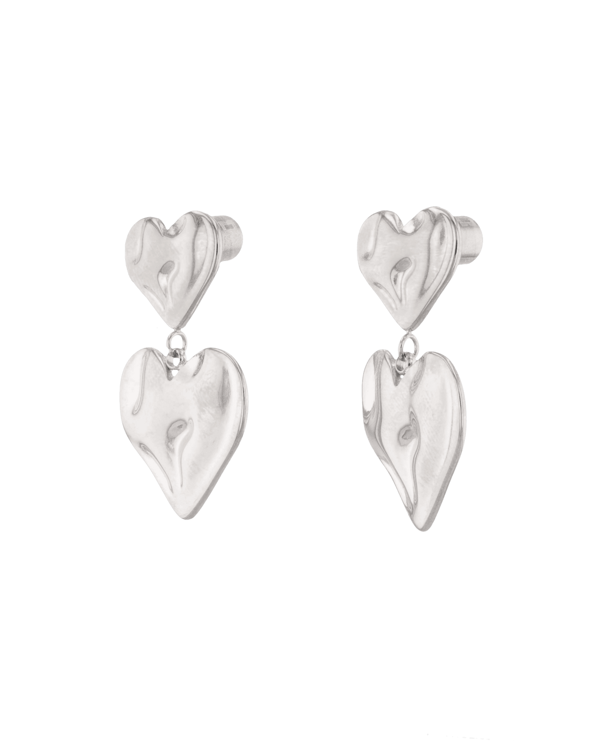 LAVANA Twofold Silver Heart Earrings