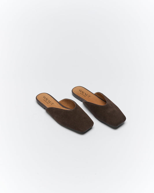 Walnut Melbourne Tyla Leather Mule (Bitter Chocolate Suede)