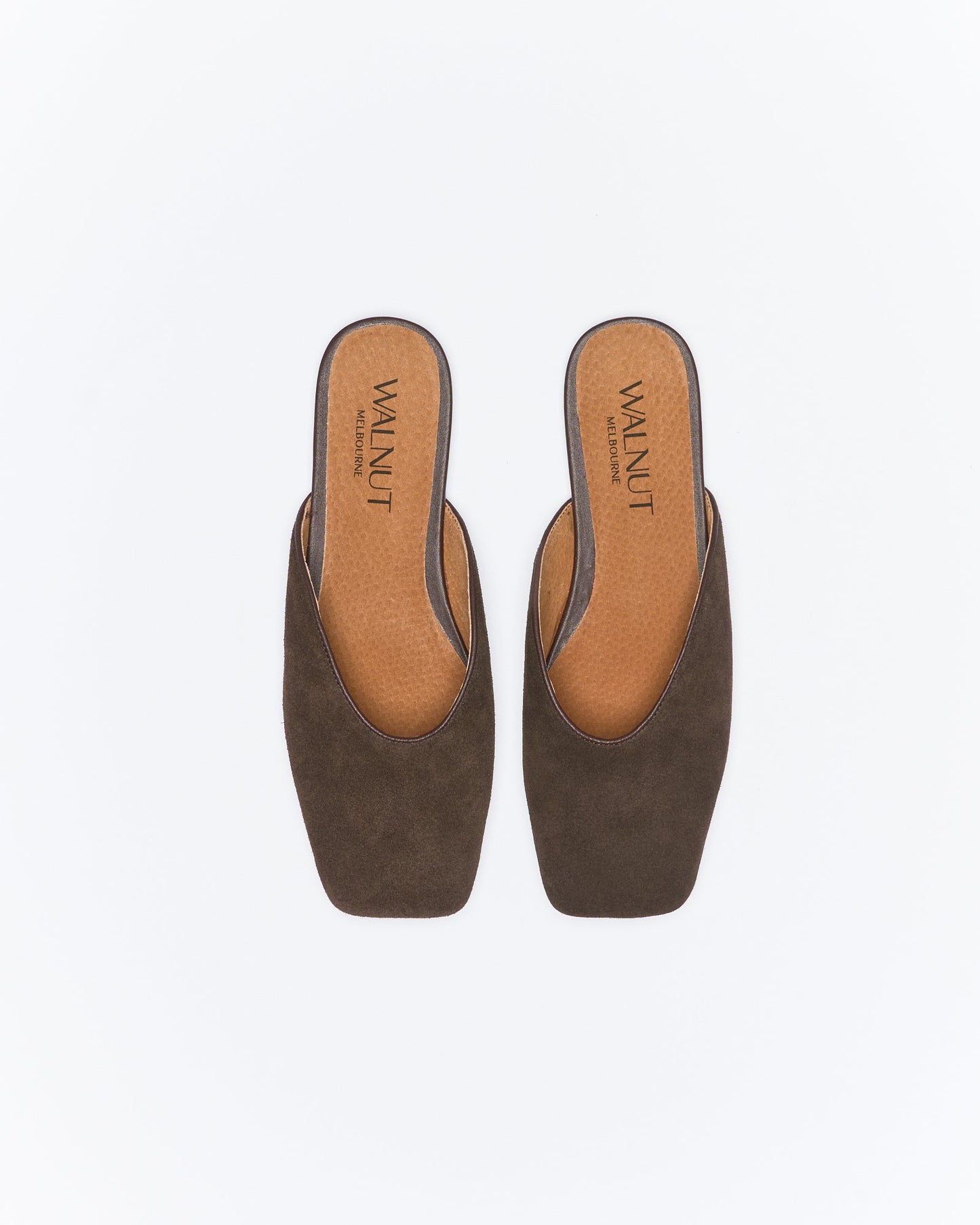 Walnut Melbourne Tyla Leather Mule (Bitter Chocolate Suede)