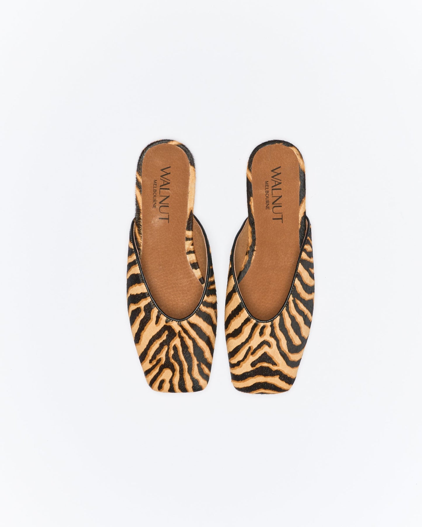 Walnut Melbourne Tyla Leather Mule (Tan Zabra)