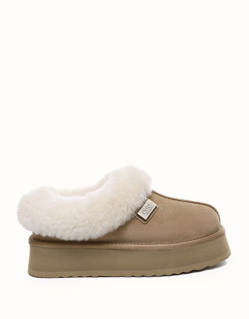Image of Slippers. Product name - UGG EVERAU® Gabri Slippers in Chestnut colour by brand - Everau
