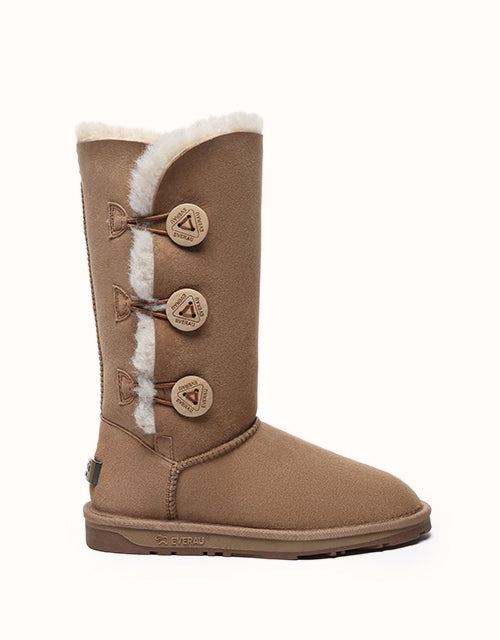 Image of Boots. Product name - UGG EVERAU® Tall Button Boots in Chestnut colour by brand - Everau