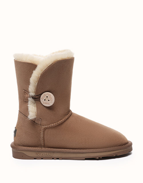 Image of Boots. Product name - UGG EVERAU® Short Button Boots in Chestnut colour by brand - Everau