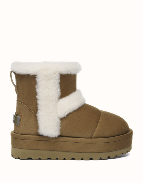 Image of Heels. Product name - UGG EVERAU® Udelia Platform Boots in Chestnut colour by brand - Everau