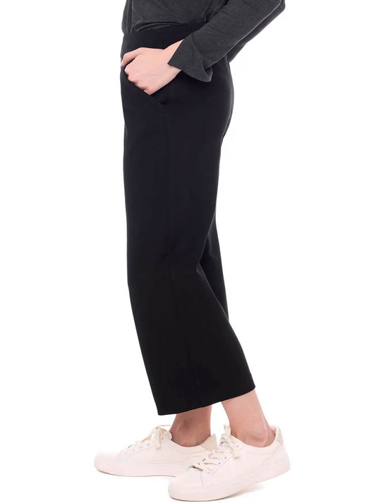 UP! CROPPED WIDE LEG PONTE PANT (Black)