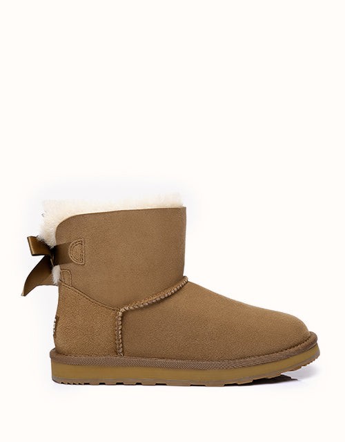 Image of Boots. Product name - Urban Mini Back Bow Boots in Chestnut colour by brand - Urban Ugg
