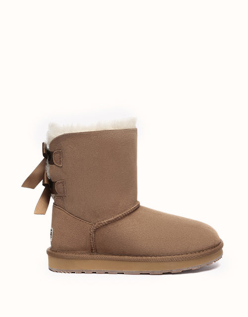 Image of Boots. Product name - URBAN UGG® Short Back Bow Boots in Chestnut colour by brand - Urban Ugg