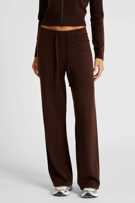 Image of Activewear. Product name - Wide Leg Knit Pant in Espresso colour by brand - All Fenix