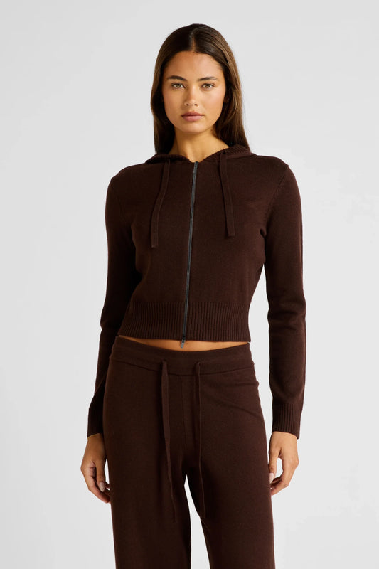 Image of Coats & Jackets. Product name - Two Way Knit Hoodie in Espresso colour by brand - All Fenix
